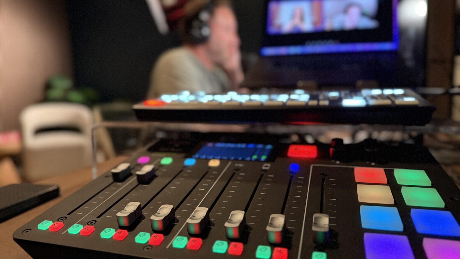 Audio mixing console in the So Good Media studio